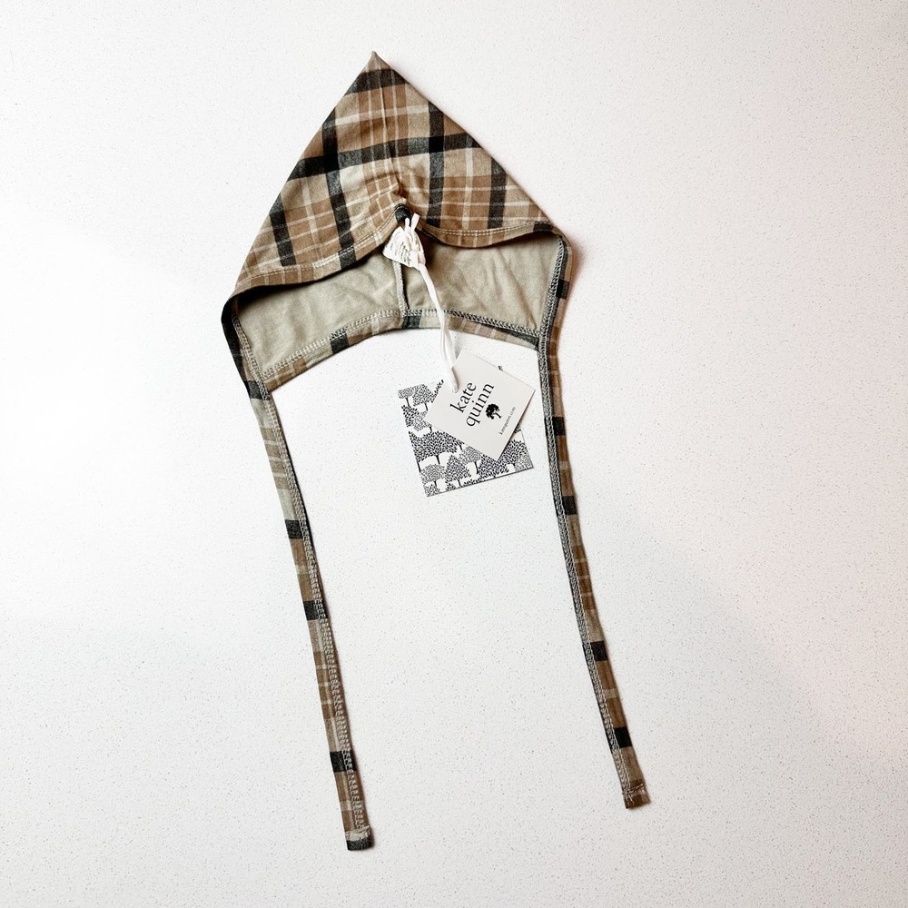 NEW Kate Quinn Pilot Flight Hat 3-6 Mos. Bamboo Ranch Plaid Agate Brown Baby